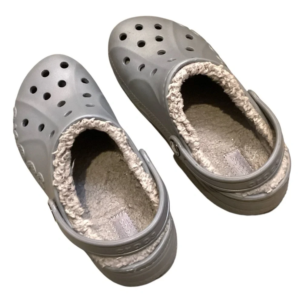 CROCS Kids Baya‎ Lined Clog, Light Grey - Size 3 Never Worn Style 207500